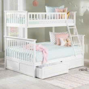 118 White : Giường 2 Tầng + Hộc Kéo - 1m / 1m2